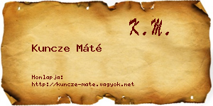 Kuncze Máté névjegykártya